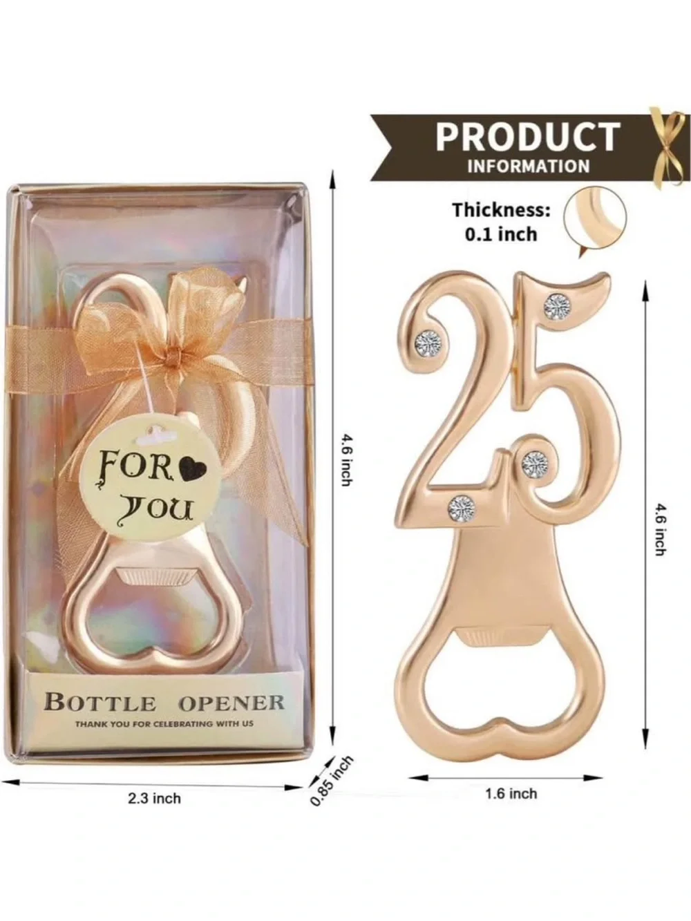24 pcs 25 th birthday/anniversary bottle opener new